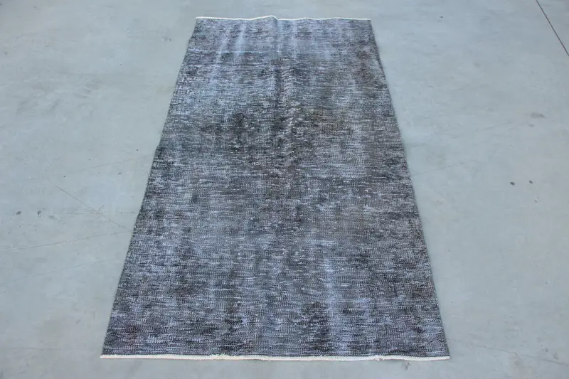 3.3x6.3 ft Vintage Halı, Oushak Halı, Gri Fas Halısı Yün - 1