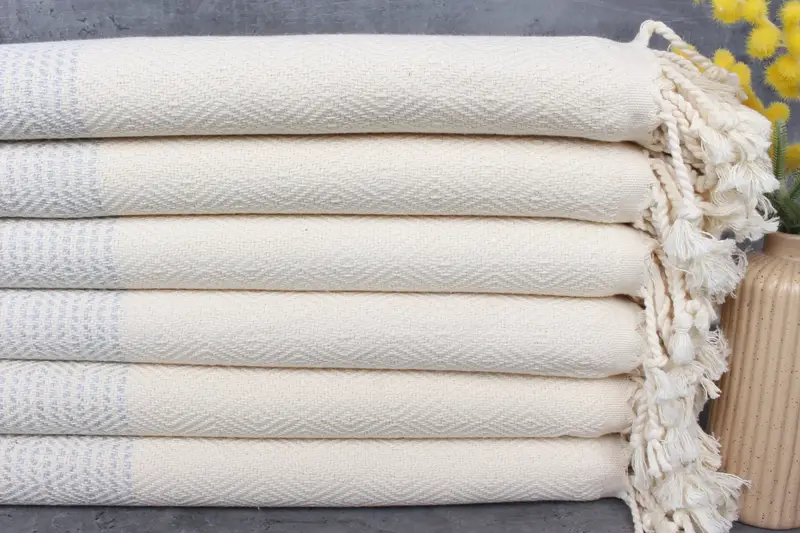 Personalized Light Gray Diamond Beach Towel, Organic Cotton, 40x71 Inches