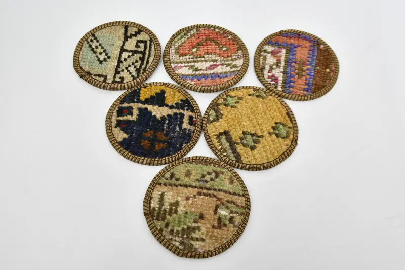 Posavasos circulares de bronce y naranja, juego de posavasos duradero y elegante