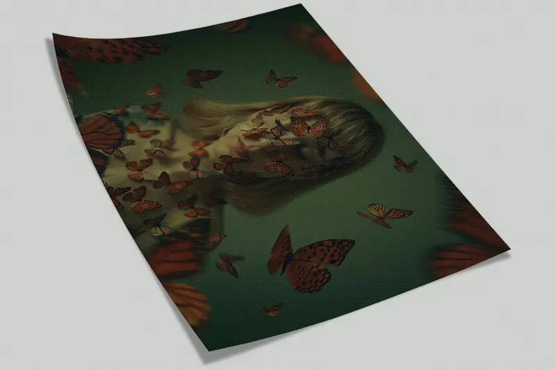 Girl With Butterflies, Surrealism Wall Paper, Modern Wall Painting, Surreal Wall Art, Abstract Wallpaper, - 6