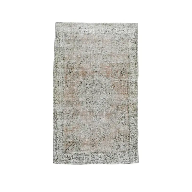 Turkish Vintage Rug, 6.4x10.5 ft Large Rug, Gray Oushak Animal Print Rug - 1