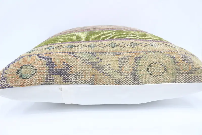 Ethnical Kilim Rug Pillow, Pillow for Couch, Sofa Bolster Pillow Case, Pillow Sham, 28x28 Green Pillow, Turkish Kilim Pillow, Square Throw Cushion - 5