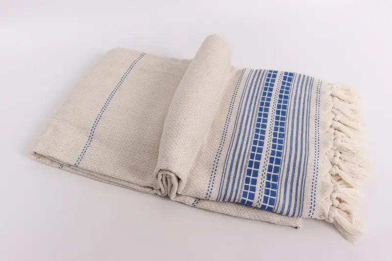 Decorative Blanket, Shower Curtain, Bridesmaid Gifts, 96x94 Linen Striped Towel, Anniversary Gift For Her, Throw Blanket Couch, Best Wedding Gift - 6