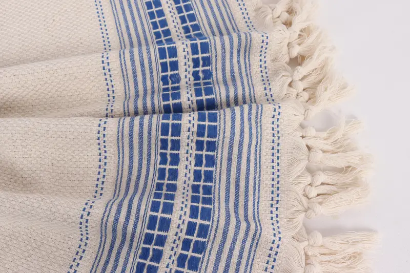 Decorative Blanket, Shower Curtain, Bridesmaid Gifts, 96x94 Linen Striped Towel, Anniversary Gift For Her, Throw Blanket Couch, Best Wedding Gift - 8