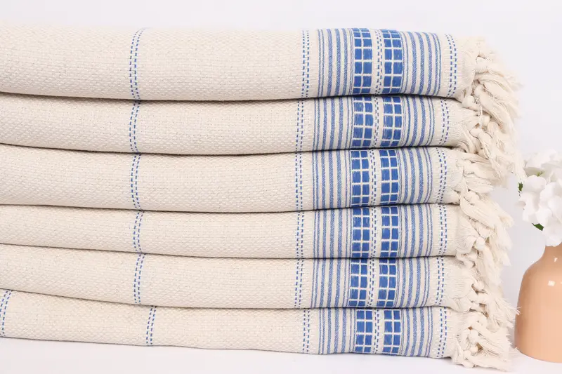 Decorative Blanket, Shower Curtain, Bridesmaid Gifts, 96x94 Linen Striped Towel, Anniversary Gift For Her, Throw Blanket Couch, Best Wedding Gift - 3