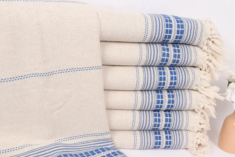 Decorative Blanket, Shower Curtain, Bridesmaid Gifts, 96x94 Linen Striped Towel, Anniversary Gift For Her, Throw Blanket Couch, Best Wedding Gift - 1