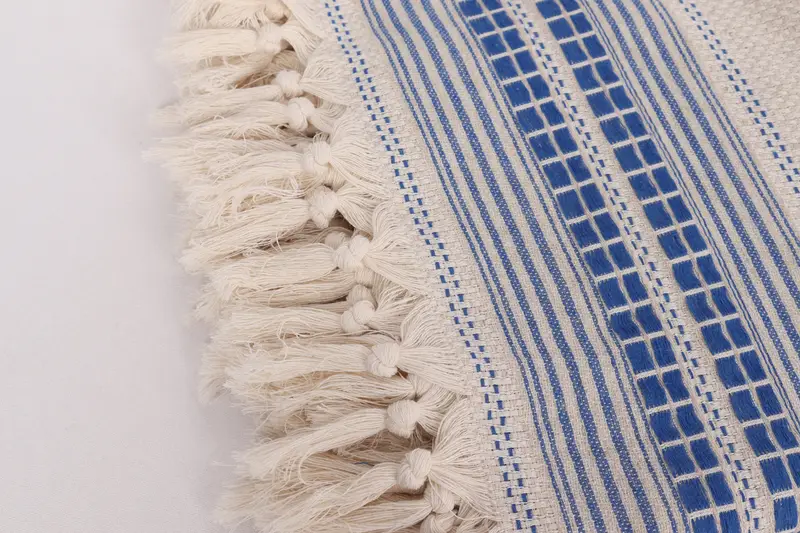 Decorative Blanket, Shower Curtain, Bridesmaid Gifts, 96x94 Linen Striped Towel, Anniversary Gift For Her, Throw Blanket Couch, Best Wedding Gift - 7