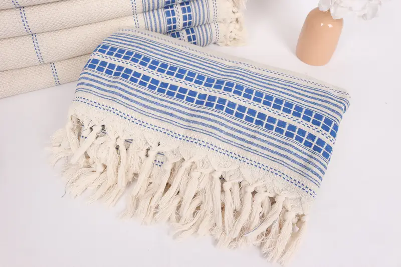 Decorative Blanket, Shower Curtain, Bridesmaid Gifts, 96x94 Linen Striped Towel, Anniversary Gift For Her, Throw Blanket Couch, Best Wedding Gift - 4