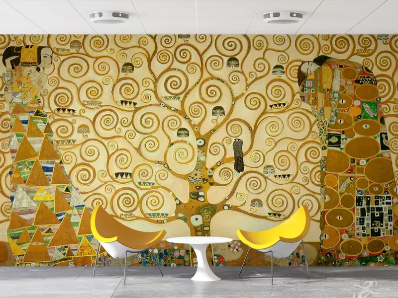 Zarif Gustav Klimt Hayat Ağacı Baskılı Duvar Kağıdı