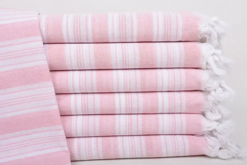 Gift For The Home, 70x40 Light Powder Pink Striped Turkish Towel