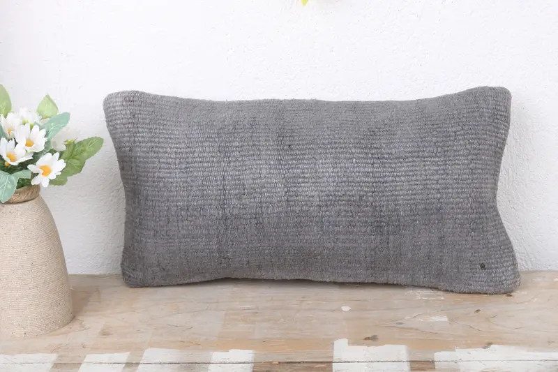 8x16 Gray Pillow, Gift Pillow, Vintage Kilim Throw Pillow, Cushion Cover, Kilim Cushion Sham, Handwoven Pillow Cover Cushion Cover - 2
