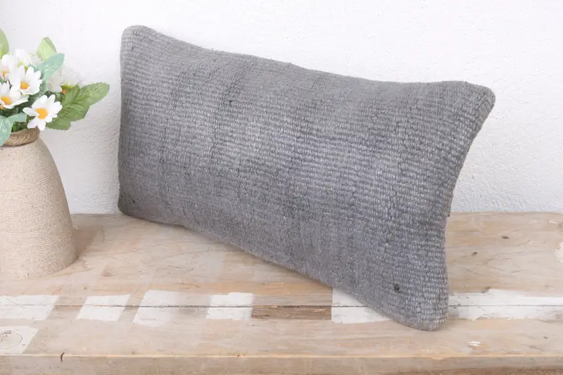 8x16 Gray Pillow, Gift Pillow, Vintage Kilim Throw Pillow, Cushion Cover, Kilim Cushion Sham, Handwoven Pillow Cover Cushion Cover - 4