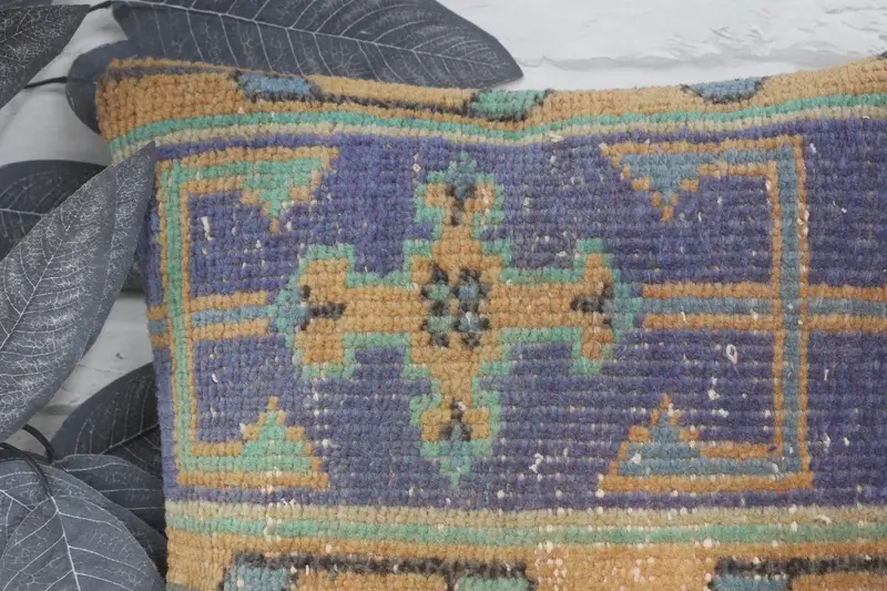 Aztec Pillow, Vintage Kilim Pillow, 14x14 Yellow Cushion Case, Throw Kilim Pillow, Aesthetic Pillow Cover, Pillow, Patio Cushion Case, Boho Pillow - 2