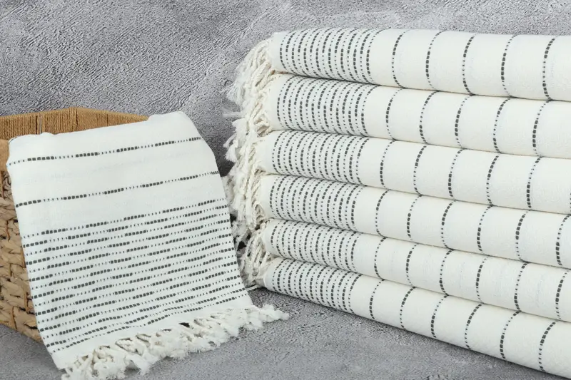 Monogram Towels, Embroidered Towel, Bridesmaid Towel, Soft towel, Anniversary Gift For Her, 70x38 Cotton Striped Design Towel, Large Turkish Towel - 3
