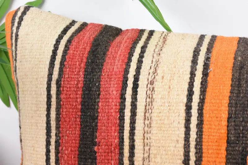Handmade Kilim Cushion, Cozy Throw Pillow Case, 12x43 Beige Pillow Cover, Turkish Kilim Pillow, Pillow, Vintage Kilim Pillow, Art Deco Pillow Cover - 2