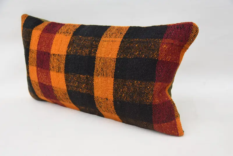 Vintage Kilim Pillow, Antique Pillows, Sofa Cushion Case, Boho Pillow, Decorative Throw Pillow, 12x24 Blue Cushion Cover, Cushion Case - 3