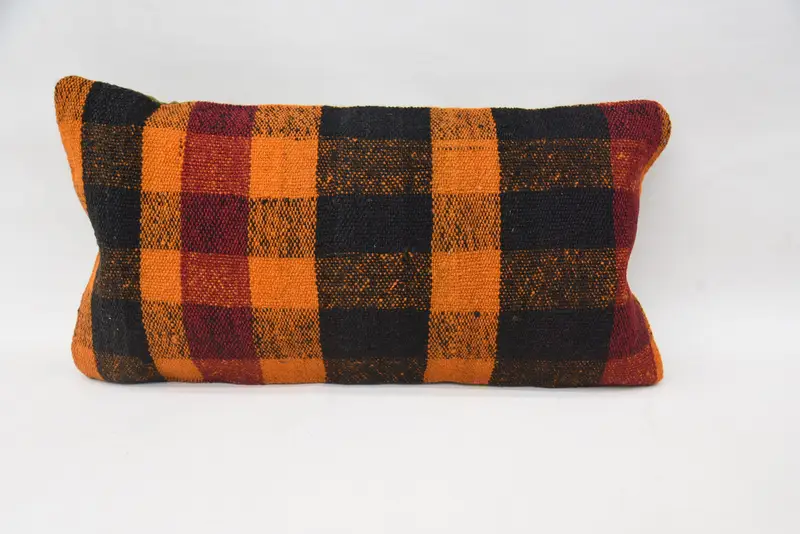 Vintage Kilim Pillow, Antique Pillows, Sofa Cushion Case, Boho Pillow, Decorative Throw Pillow, 12x24 Blue Cushion Cover, Cushion Case - 1