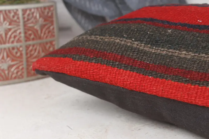 Interior Designer Pillow, Seat Pillow Case, 8x16 Red Cushion Cover, Gift Pillow, Anatolian Pillow Sham, Kilim Cushion Sham, Cushion Case - 7
