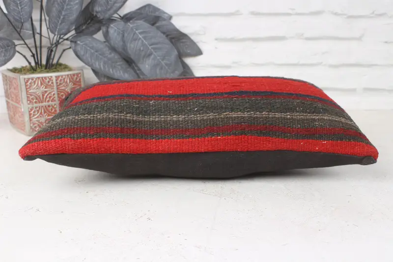 Interior Designer Pillow, Seat Pillow Case, 8x16 Red Cushion Cover, Gift Pillow, Anatolian Pillow Sham, Kilim Cushion Sham, Cushion Case - 5