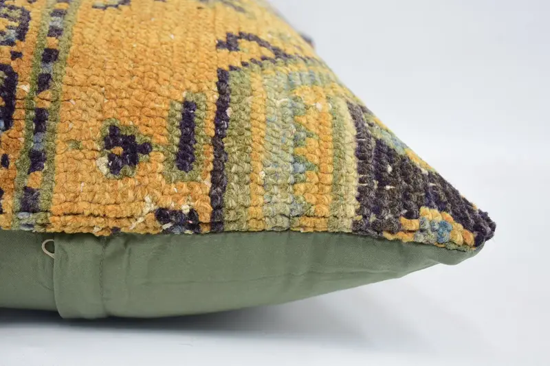 Yoga Cushion, Ethnical Kilim Rug Pillow, 16x24 Blue Pillow Cover, Pillow Cover, Ottoman Cushion Case, Boho Pillow Sham Cover, Kilim Pillow Cover - 5