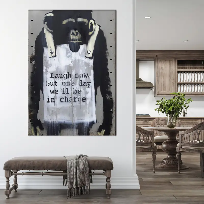 Banksy Laugh Now, Banksy Wall Art, Banksy Print, Banksy Pictures, Banksy Poster, Banksy Street Art, Banksy Monkey, Laugh Now, Stencil Art, - 3