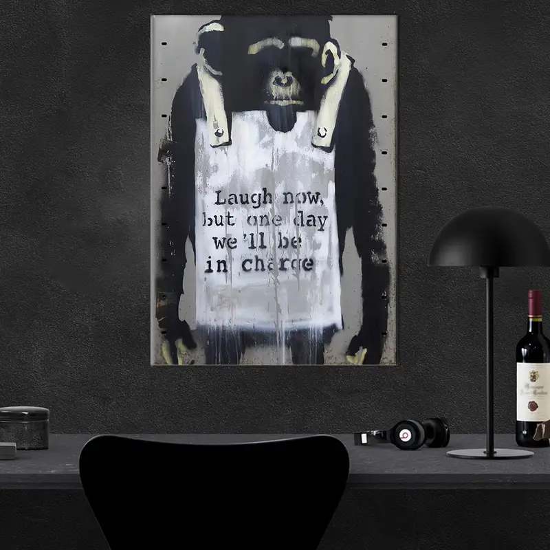 Banksy Laugh Now, Banksy Wall Art, Banksy Print, Banksy Pictures, Banksy Poster, Banksy Street Art, Banksy Monkey, Laugh Now, Stencil Art, - 4