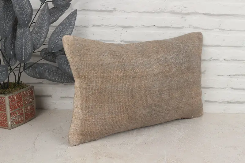 Ethnic Pillow, Kilim Pillow, Shabby Chic Pillow Case, Cushion, Aztec Pillow, 12x20 Brown Cushion Case, Pillow for Couch, Boho Pillow - 3