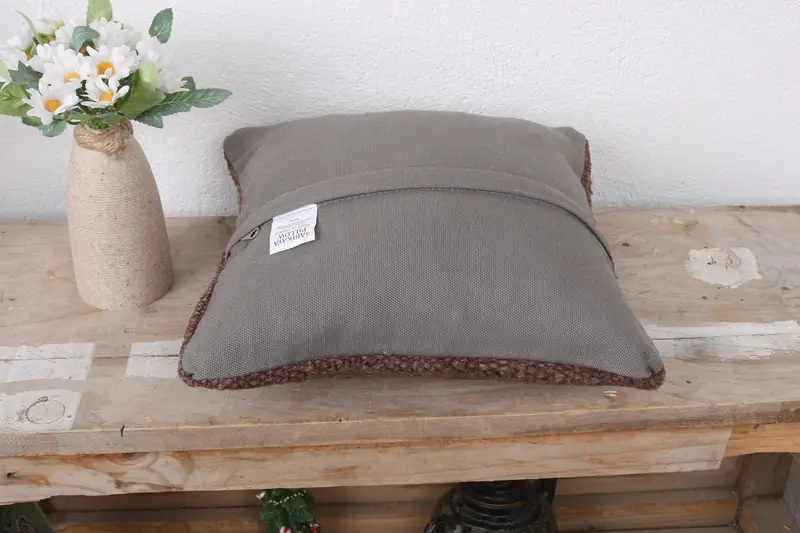 Ottoman Cushion Cover, Interior Designer Pillow, 12x12 Brown Cushion Cover, Bench Cushion, Antique Pillows, Pillow for Couch, Cushion Case - 7