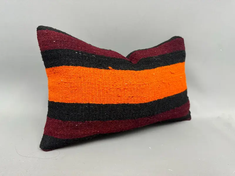 Turkish Kilim Pillow, Pillow Cover, Interior Designer Pillow, Gift Pillow, Outdoor Cushion Cover, 12x20 Brown Pillow Sham, Chair Pillow Sham - 2