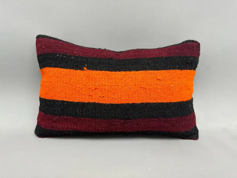 Turkish Kilim Pillow, Pillow Cover, Interior Designer Pillow, Gift Pillow, Outdoor Cushion Cover, 12x20 Brown Pillow Sham, Chair Pillow Sham - 4