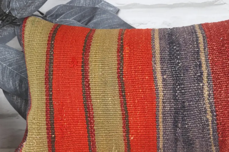 Boho Chic Pillow Cover, Turkish Kilim Pillow, Boho Pillow Sham Cover, 8x16 Red Pillow Cover, Floor Pillow Case, Vintage Pillow, Bed Cushion, Pillow - 2