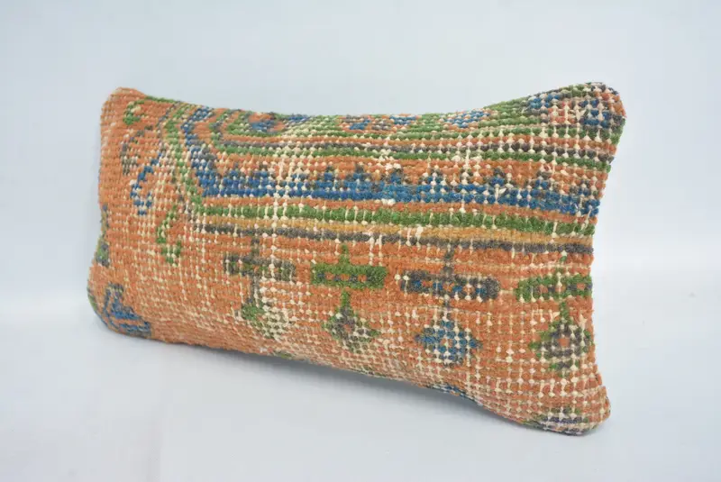 Antique Pillows, Turkish Kilim Pillow, Handmade Kilim Cushion, Outdoor Patio Pillow Sham, 8x16 Red Cushion, Cushion Cover, Neutral Cushion - 4