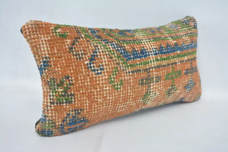 Antique Pillows, Turkish Kilim Pillow, Handmade Kilim Cushion, Outdoor Patio Pillow Sham, 8x16 Red Cushion, Cushion Cover, Neutral Cushion - 3