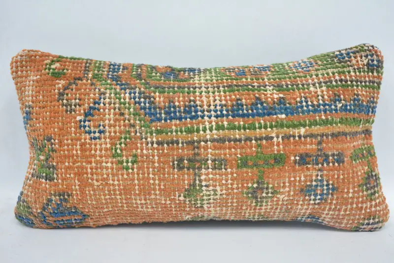 Antique Pillows, Turkish Kilim Pillow, Handmade Kilim Cushion, Outdoor Patio Pillow Sham, 8x16 Red Cushion, Cushion Cover, Neutral Cushion - 1