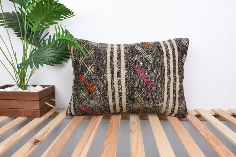 Pattern Throw Cushion Cover, Pillow, Pillow for Couch, Couch Pillow Case, Boho Chic Pillow Sham, Vintage Pillow, 16x24 Brown Pillow, Antique Pillows - 1