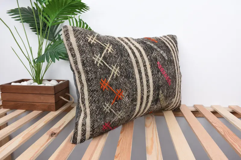 Pattern Throw Cushion Cover, Pillow, Pillow for Couch, Couch Pillow Case, Boho Chic Pillow Sham, Vintage Pillow, 16x24 Brown Pillow, Antique Pillows - 4