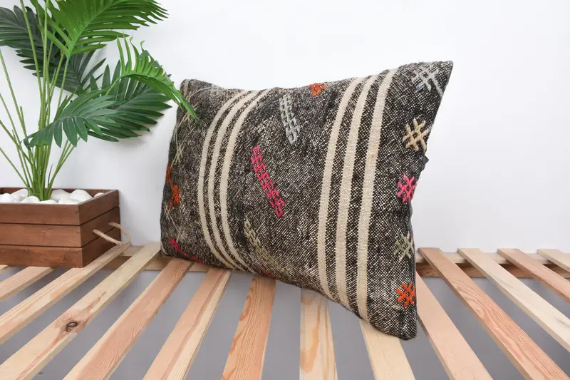 Pattern Throw Cushion Cover, Pillow, Pillow for Couch, Couch Pillow Case, Boho Chic Pillow Sham, Vintage Pillow, 16x24 Brown Pillow, Antique Pillows - 5