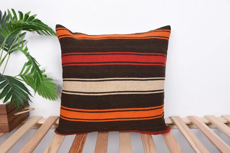 Home Decor Pillow, 20x20 Red Cushion Case, Turkish Bench Pillow Case, Handmade Kilim Cushion, Pillow for Couch, Pillow Case - 1
