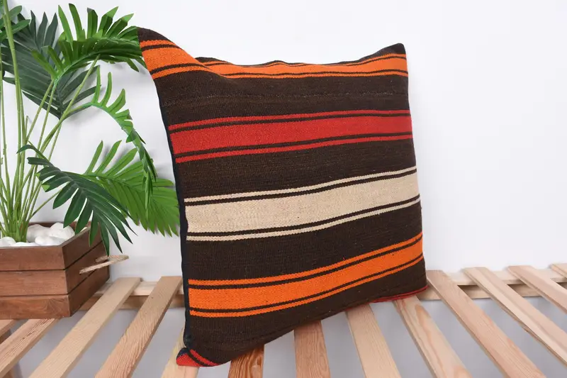 Home Decor Pillow, 20x20 Red Cushion Case, Turkish Bench Pillow Case, Handmade Kilim Cushion, Pillow for Couch, Pillow Case - 4