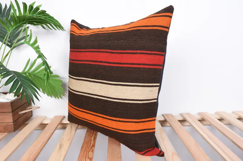 Home Decor Pillow, 20x20 Red Cushion Case, Turkish Bench Pillow Case, Handmade Kilim Cushion, Pillow for Couch, Pillow Case - 5