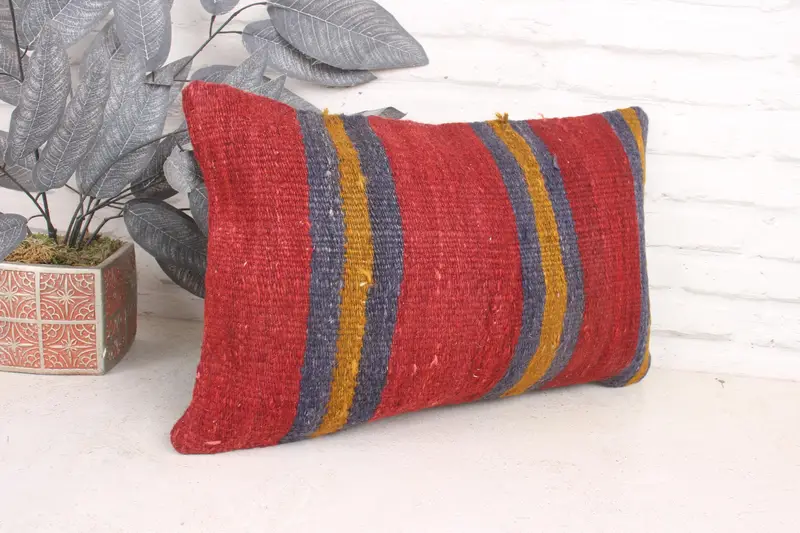 Pet Pillow Case, Neutral Throw Pillow, Pillow Sham, 12x20 Purple Pillow, Vintage Kilim Pillow, Turkish Kilim Pillow, Vintage Kilim Throw Pillow - 3