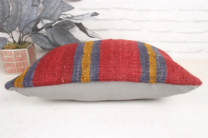 Pet Pillow Case, Neutral Throw Pillow, Pillow Sham, 12x20 Purple Pillow, Vintage Kilim Pillow, Turkish Kilim Pillow, Vintage Kilim Throw Pillow - 4