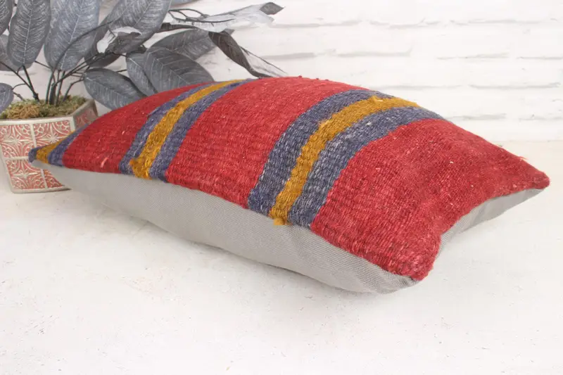 Pet Pillow Case, Neutral Throw Pillow, Pillow Sham, 12x20 Purple Pillow, Vintage Kilim Pillow, Turkish Kilim Pillow, Vintage Kilim Throw Pillow - 5