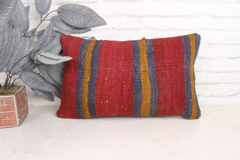 Pet Pillow Case, Neutral Throw Pillow, Pillow Sham, 12x20 Purple Pillow, Vintage Kilim Pillow, Turkish Kilim Pillow, Vintage Kilim Throw Pillow - 1