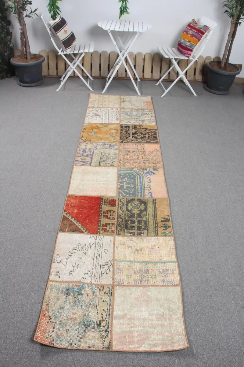 Mavi, Yeşil Kamuflaj Halı, 2,3x8,9 ft Şık Dekor