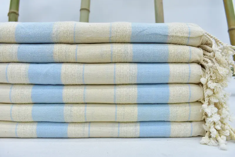 Personalized Turkish Cotton Beach Towel Baby Blue Geometric, 70x40 Inches