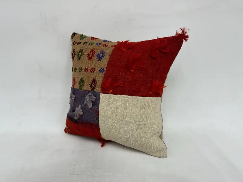 16x16 Purple Pillow, Ethnical Kilim Rug Pillow, Bolster Throw Cushion Case, Pillow, Vintage Throw Cushion, Kilim Pillow, Pillow for Sofa - 4