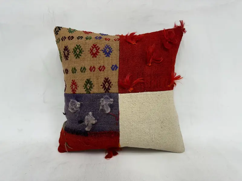 16x16 Purple Pillow, Ethnical Kilim Rug Pillow, Bolster Throw Cushion Case, Pillow, Vintage Throw Cushion, Kilim Pillow, Pillow for Sofa - 1