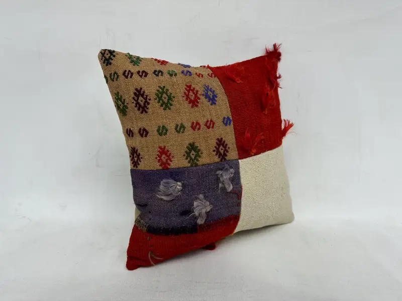 16x16 Purple Pillow, Ethnical Kilim Rug Pillow, Bolster Throw Cushion Case, Pillow, Vintage Throw Cushion, Kilim Pillow, Pillow for Sofa - 3