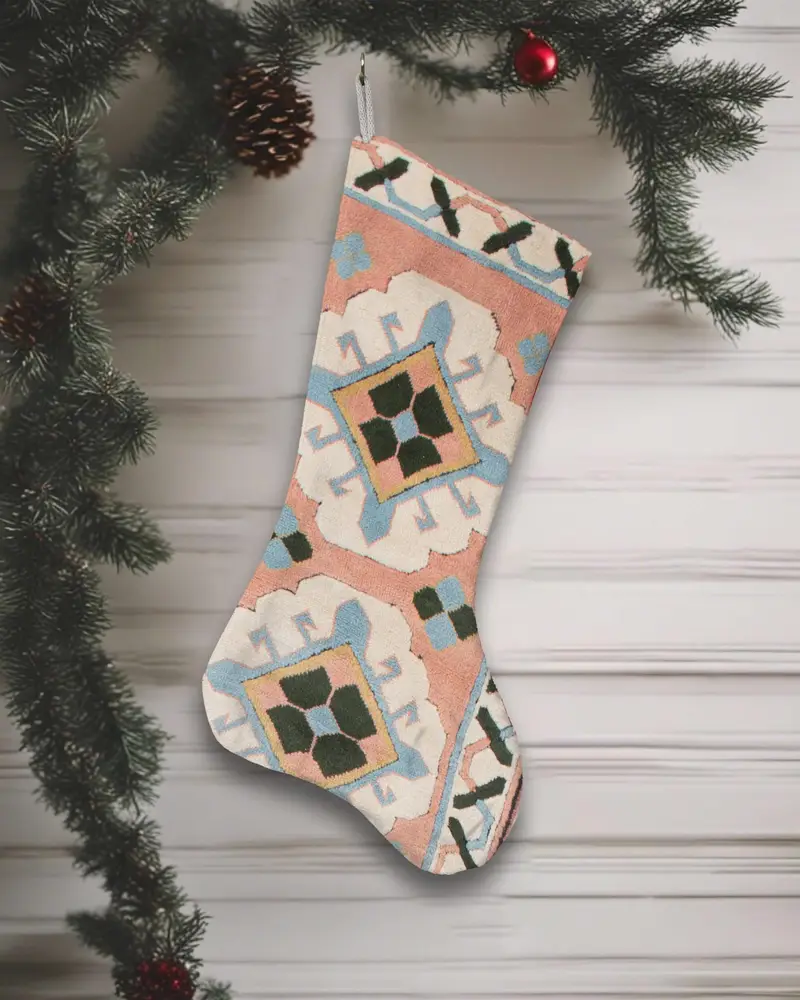 Bej ve Kahverengi Noel Süsleri Çorabı, Rahat Pamuklu Tatil Dekoru